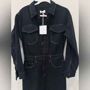 Pistola Amira Black Denim Jumpsuit- Size Small - NWT Utility Jumpsuit Dress